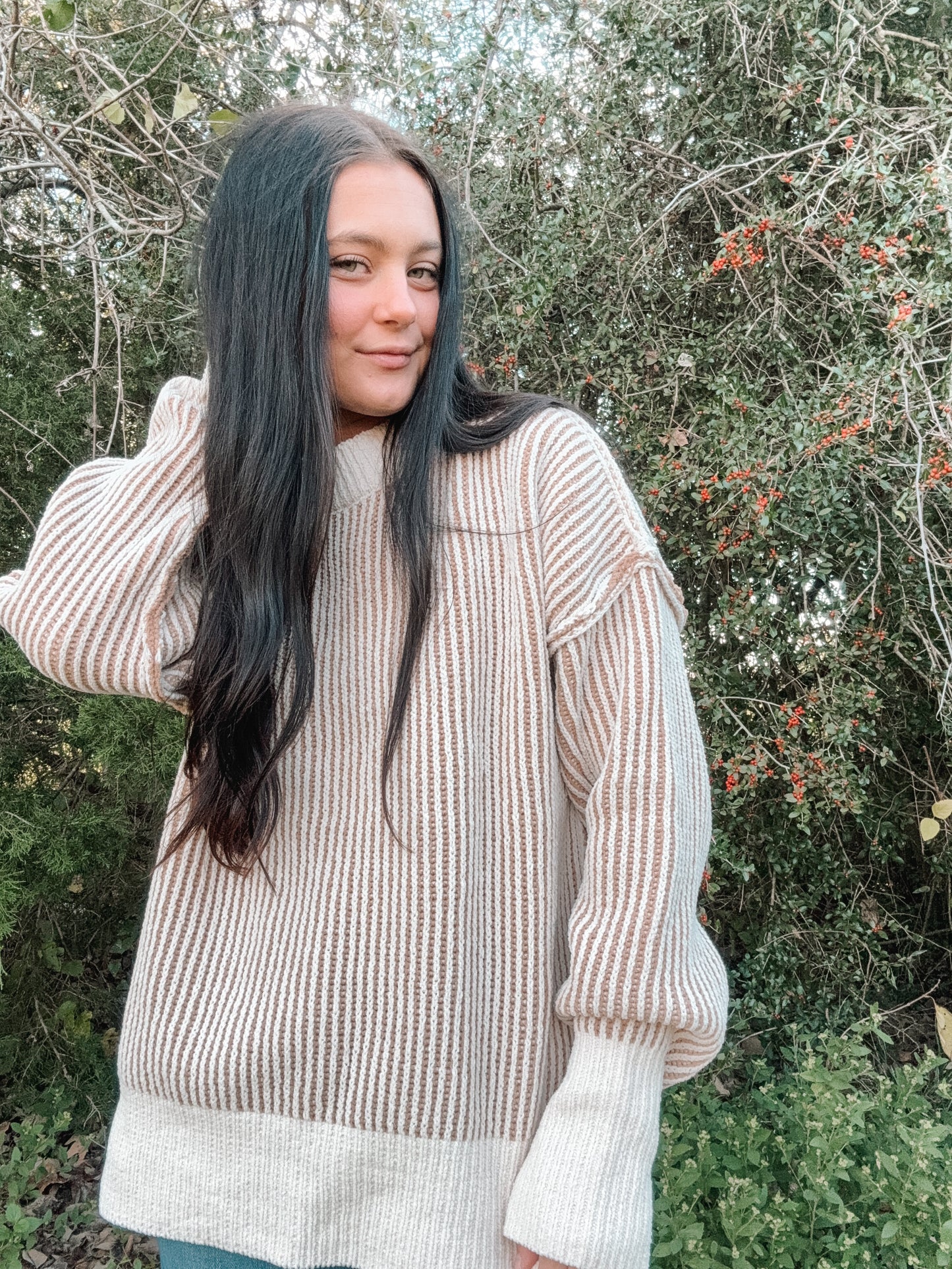 Neutral Waffle Sweater