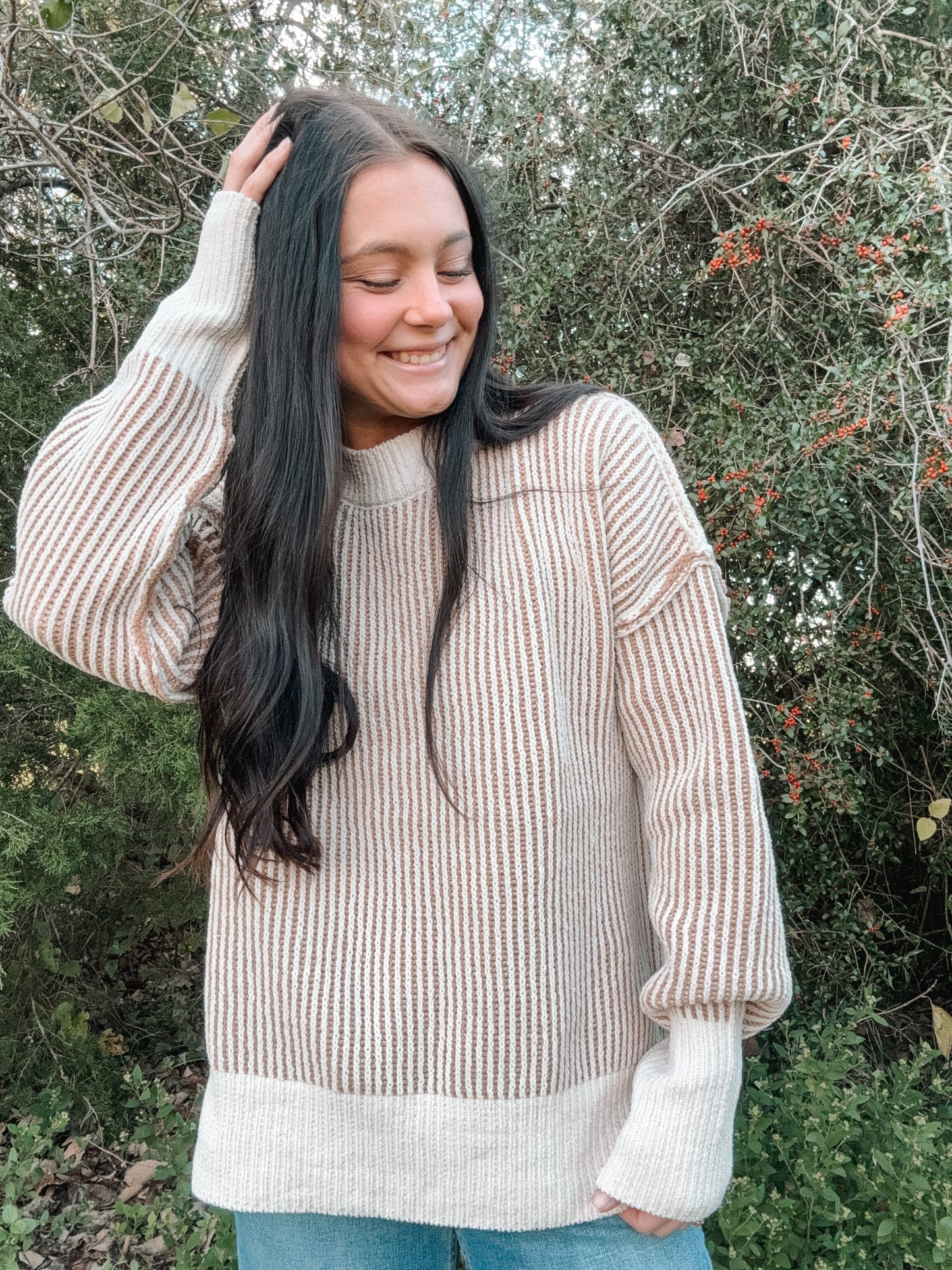 Neutral Waffle Sweater