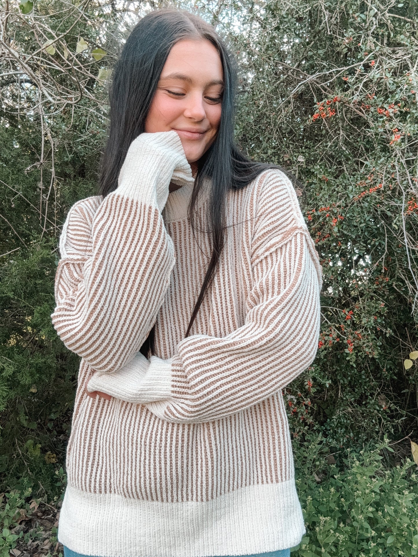 Neutral Waffle Sweater