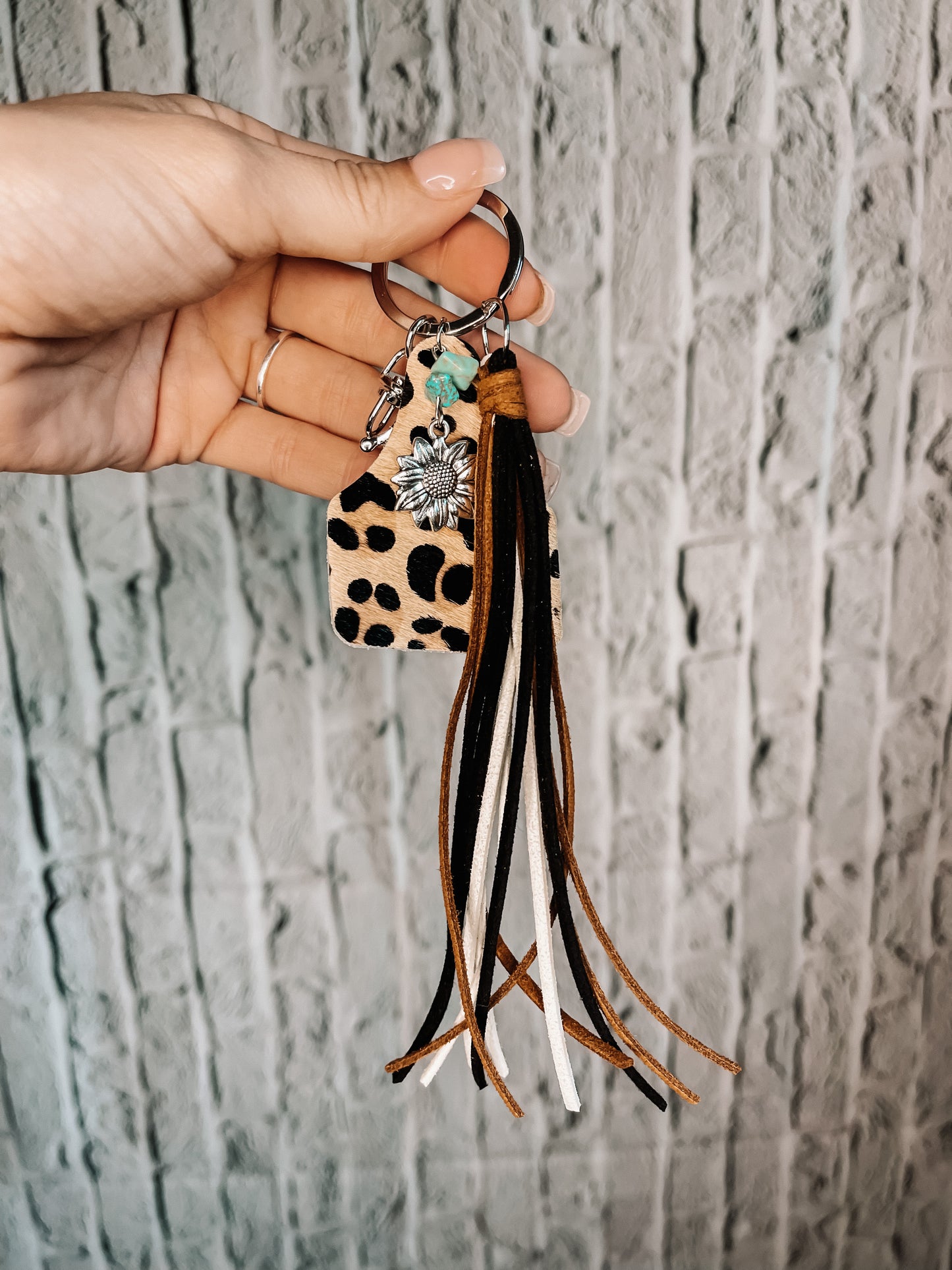 Leopard Cow Tag Keychain