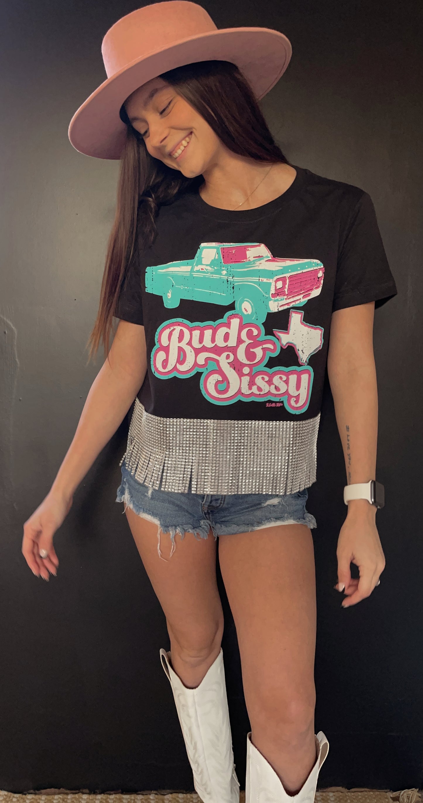 Bud & Sissy Rhinestone Cropped Graphic