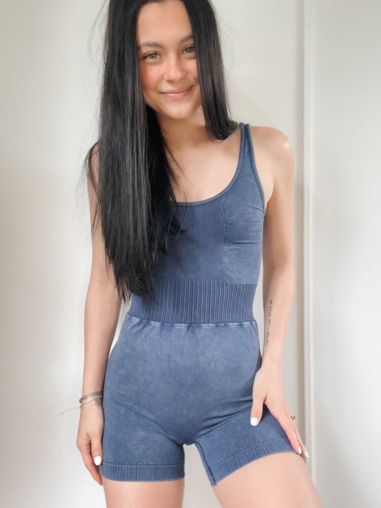 Washed Sports Romper [Navy]