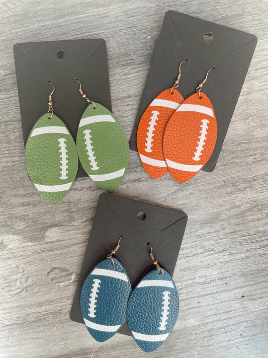 Leather Football Earrings