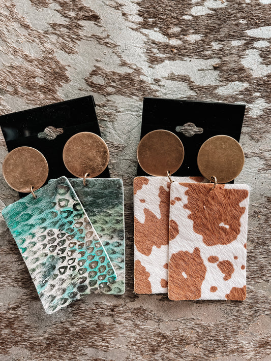 Animal Print Block Earrings