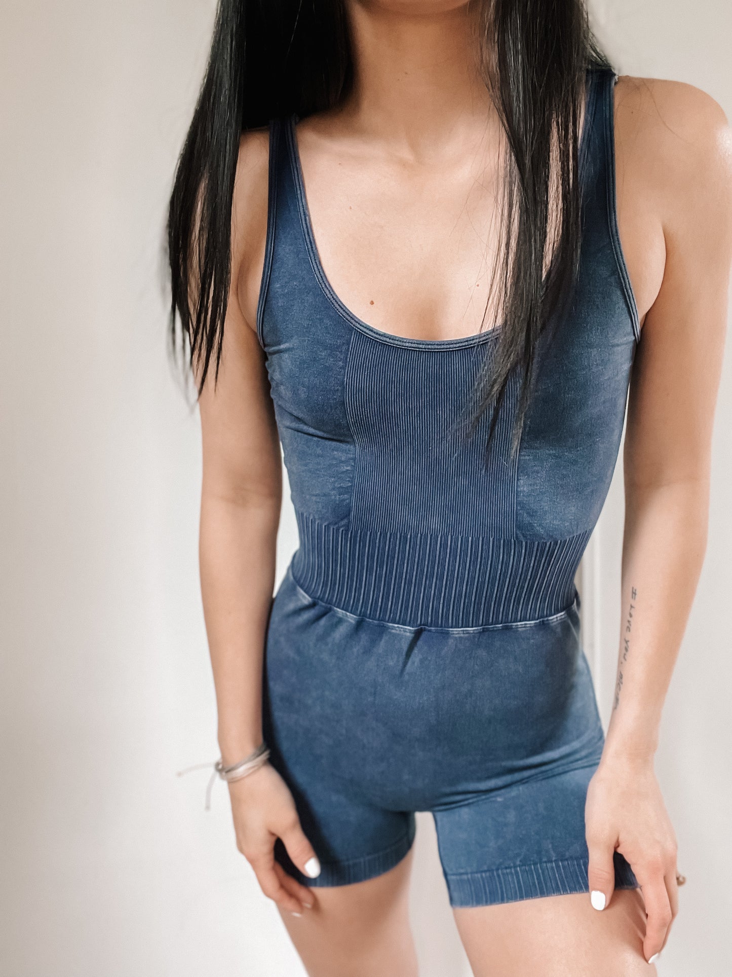 Washed Sports Romper [Navy]