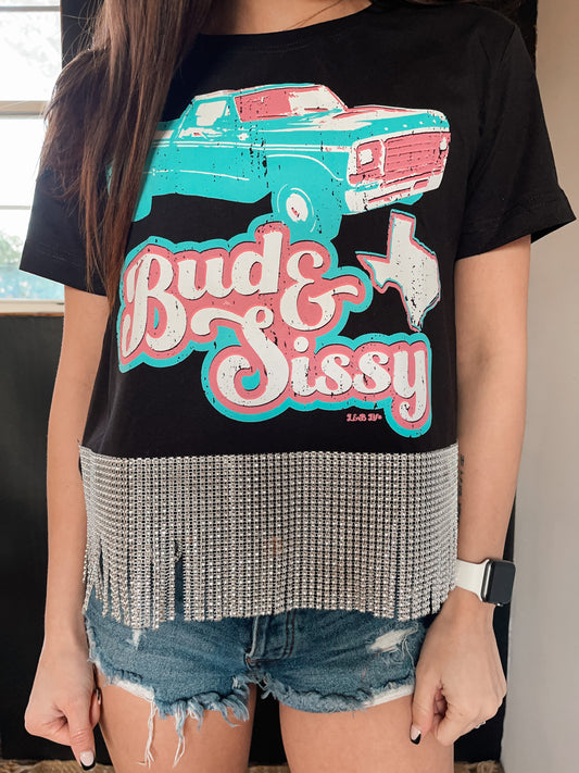 Bud & Sissy Rhinestone Cropped Graphic